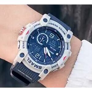 Watch Men Smael Blue & Gray Military Waterproof Stopwatch